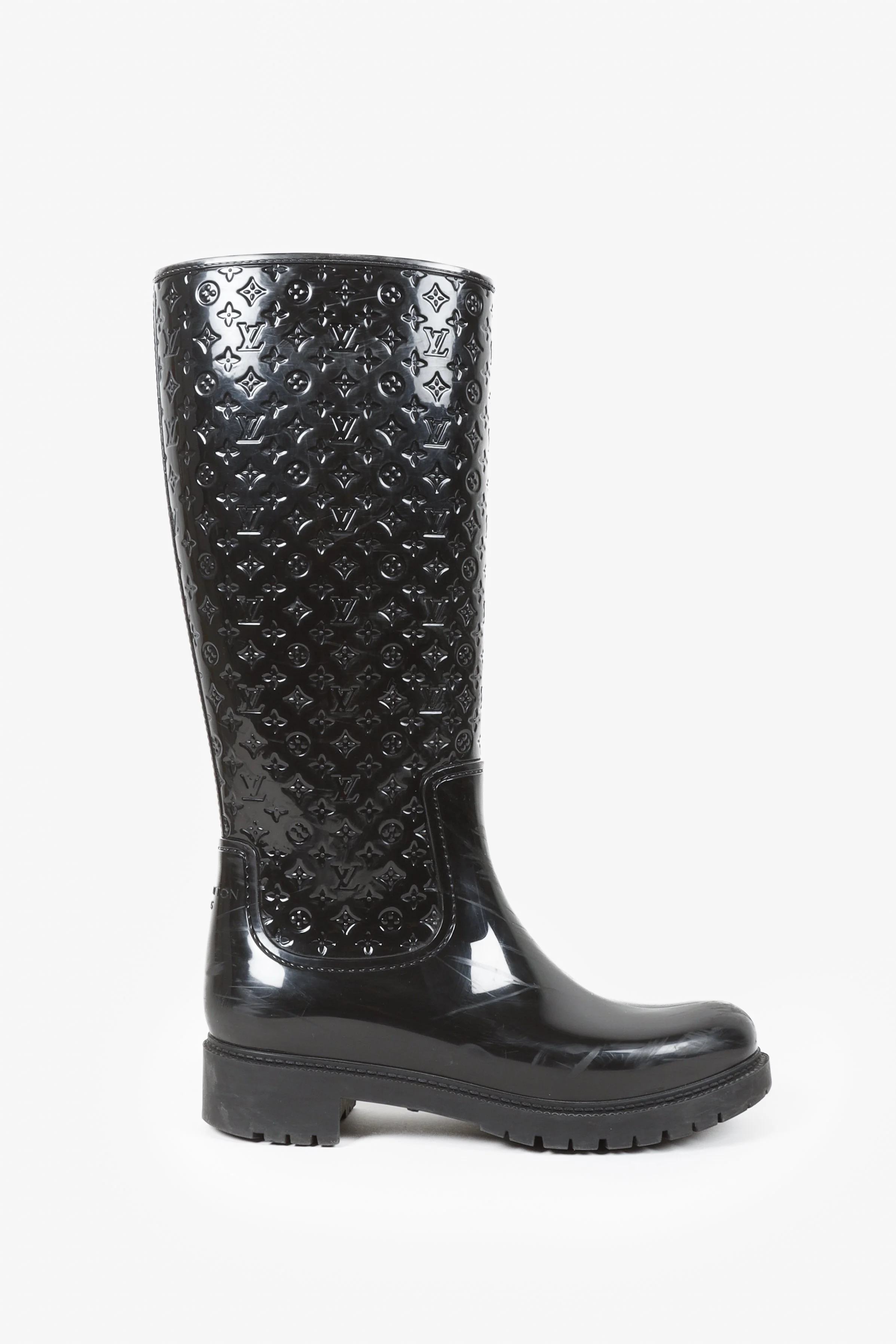 Louis Vuitton Black Monogram Splash High Rain Boots BLOGGER ARMOIRE